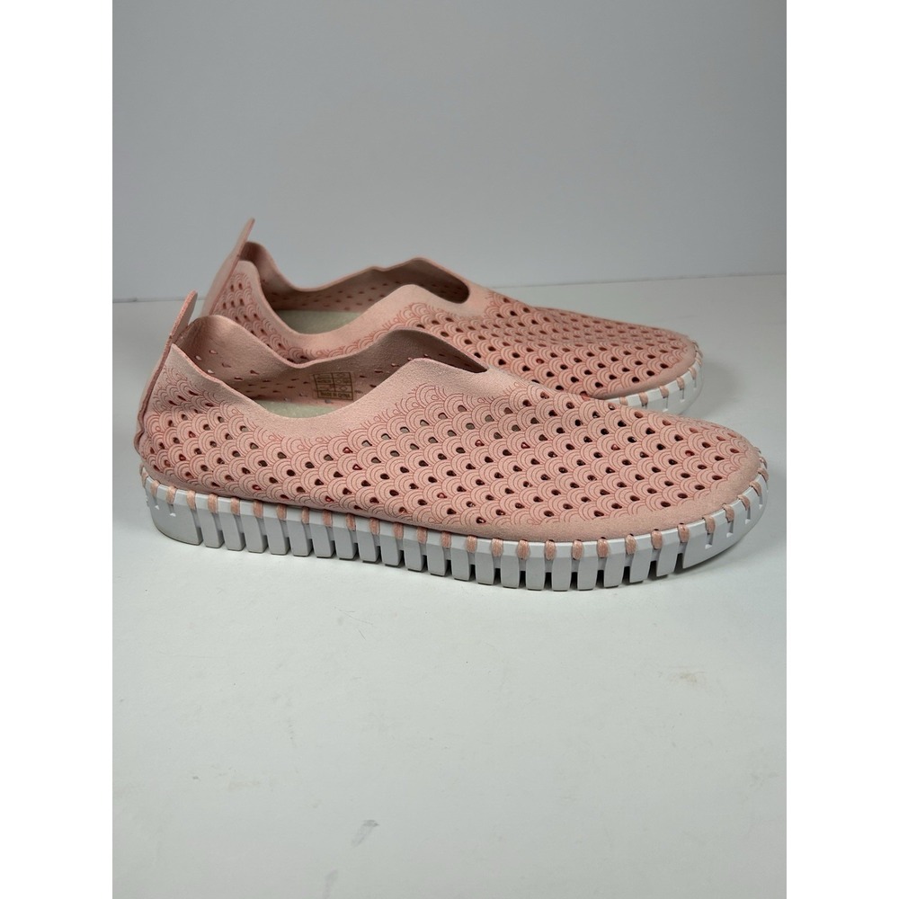 Ilse Jacobsen Tulip 139 Perforated Slip On Sneakers Women Size 39 Pink Scalloped